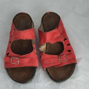 Soft‎ Comfort Bandwagon Women's Buckle Strap Slip On Sandals Slides red Size 10